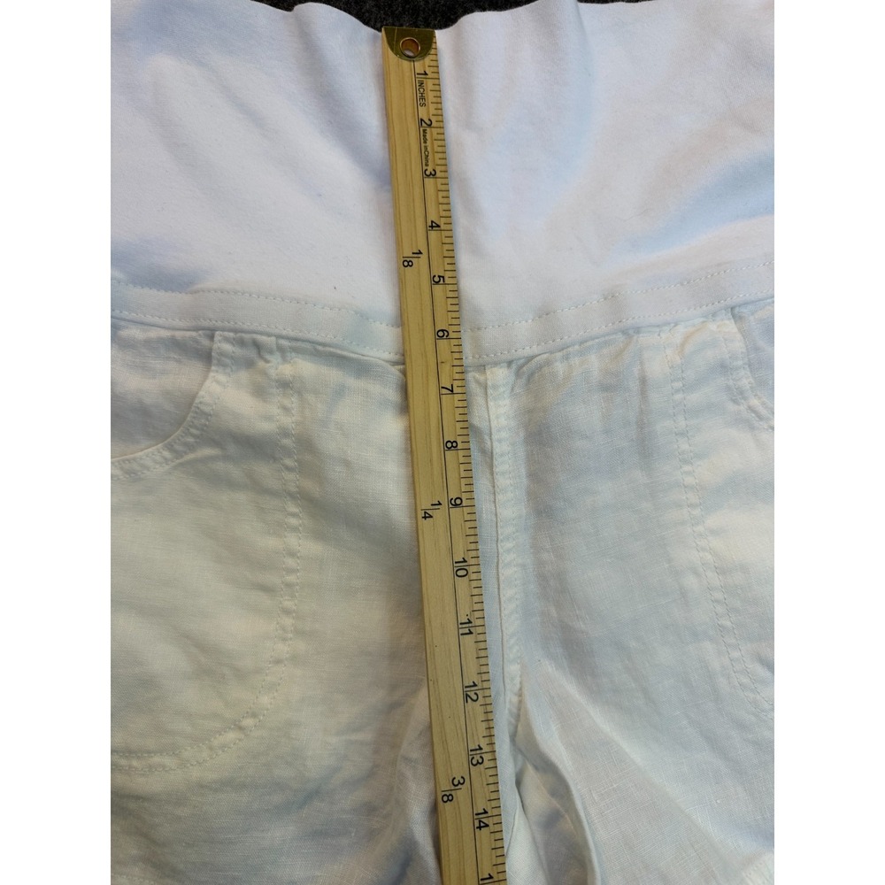 ATHLETA Lima 100% Linen Shortie Foldover Knit Waistband White Shorts Size 10 - Picture 8 of 16
